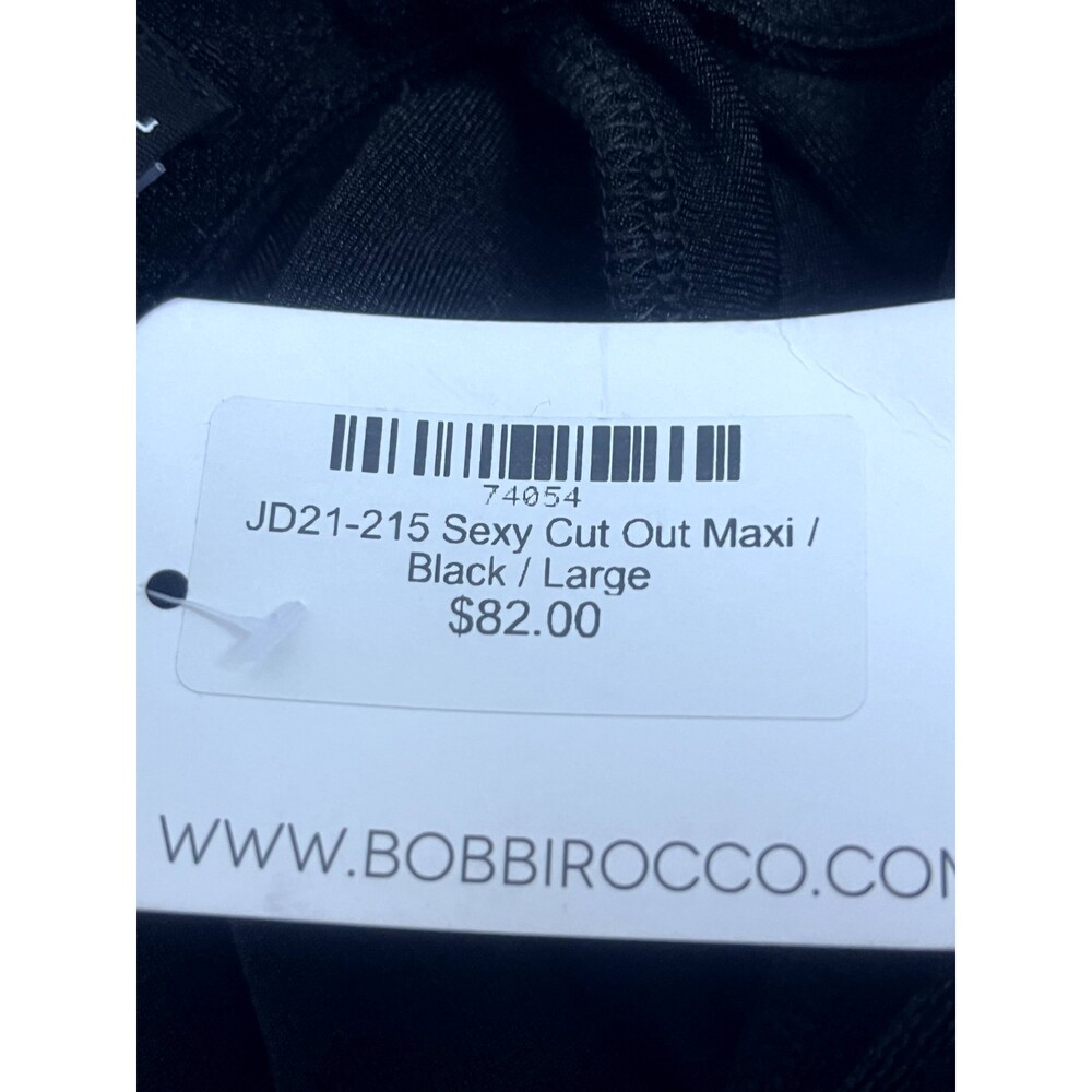 Bobbi Rocco NWT Black Slinky Long Sleeve Midi Dress With Cut Outs LBD Classy L - Picture 9 of 12